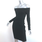 Alaia Off the Shoulder Long Sleeve Dress Black Knit Size Small