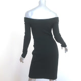 Alaia Off the Shoulder Long Sleeve Dress Black Knit Size Small