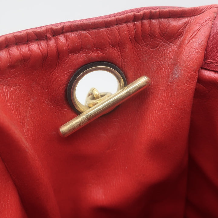 Vintage Chanel 1985 Single Flap Chain Strap Shoulder Bag Red Quilted Leather