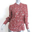 Veronica Beard Drela Button-Up Blouse Red Printed Silk Size 6 Long Sleeve Top