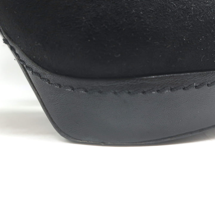 Alexander McQueen Buckled Harness Booties Black Suede &amp; Leather Size 37.5
