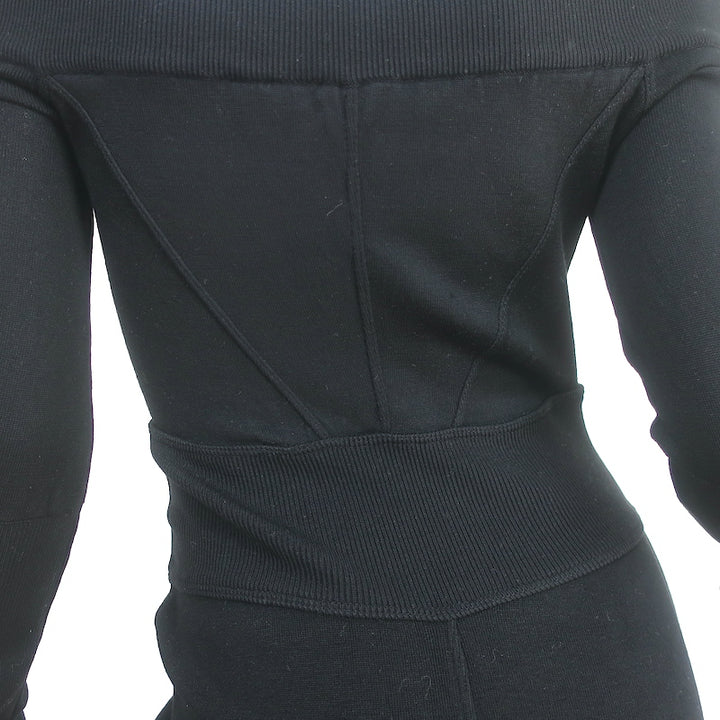 Alaia Off the Shoulder Long Sleeve Dress Black Knit Size Small