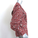 Veronica Beard Drela Button-Up Blouse Red Printed Silk Size 6 Long Sleeve Top