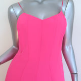 Amanda Uprichard Muse Asymmetric Dress Neon Pink Crepe Size Large NEW