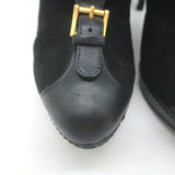 Alexander McQueen Buckled Harness Booties Black Suede & Leather Size 37.5