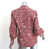Veronica Beard Drela Button-Up Blouse Red Printed Silk Size 6 Long Sleeve Top