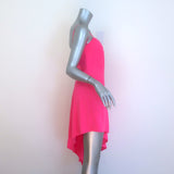 Amanda Uprichard Muse Asymmetric Dress Neon Pink Crepe Size Large NEW