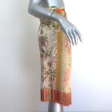 Pierre-Louis Mascia Fringed Wrap Skirt Patchwork Print Satin Size Extra Small