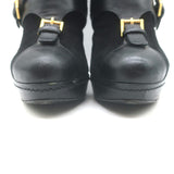 Alexander McQueen Buckled Harness Booties Black Suede & Leather Size 37.5