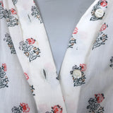 Doen Jane button-up cotton blouse in white block print, size small, pre-owned authentic designer piece