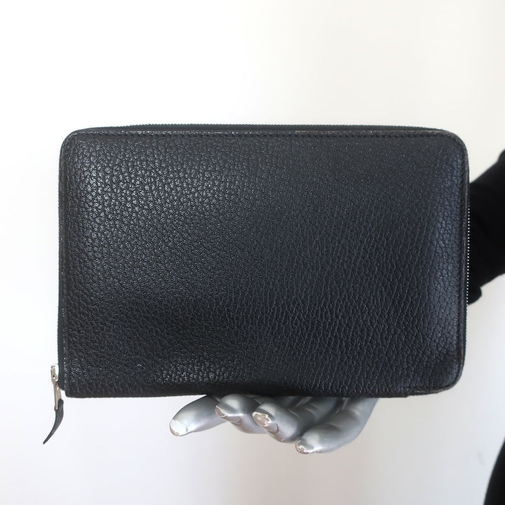 Hermes 2008 Azap GM Combined Wallet Black Epsom Leather Palladium Hardware