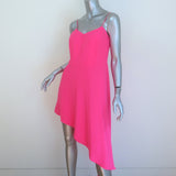 Amanda Uprichard Muse Asymmetric Dress Neon Pink Crepe Size Large NEW