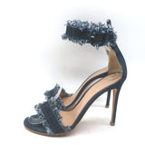 Gianvito Rossi Lola Frayed Denim Ankle Strap Sandals Indigo Size 36