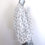Doen Jane button-up blouse in white block-print cotton, long sleeve size small — pre-owned, authentic luxury