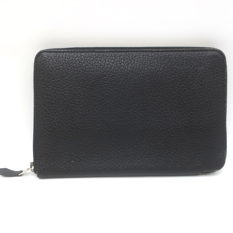 Hermes 2008 Azap GM Combined Wallet Black Epsom Leather Palladium Hardware