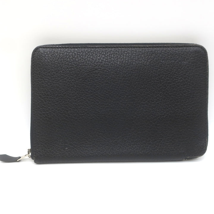Hermes 2008 Azap GM Combined Wallet Black Epsom Leather Palladium Hardware