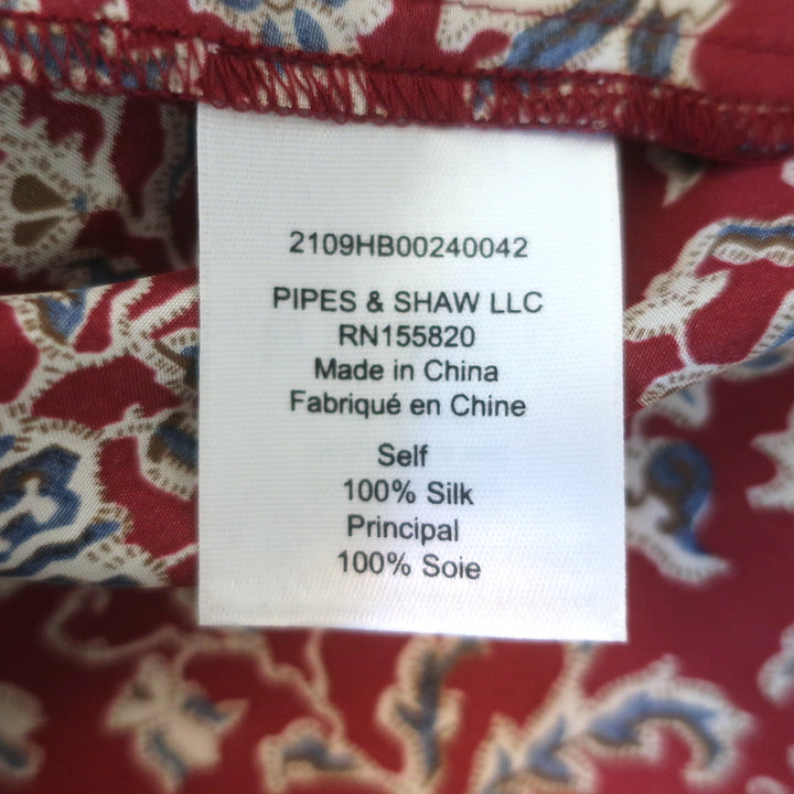 Veronica Beard Drela Button-Up Blouse Red Printed Silk Size 6 Long Sleeve Top
