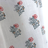 Doen Jane cotton button-up blouse in white block print, long sleeve size S — pre-owned, authentic designer piece