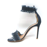 Gianvito Rossi Lola Frayed Denim Ankle Strap Sandals Indigo Size 36