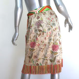 Pierre-Louis Mascia Fringed Wrap Skirt Patchwork Print Satin Size Extra Small