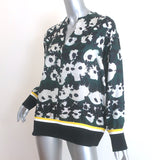 Marni Blouse Dark Green Abstract Floral Print Silk Twill Size 40 Long Sleeve Top