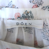 Doen Jane cotton button-up blouse, white block print, size S long sleeve, pre-owned authentic designer piece
