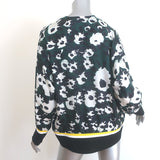 Marni Blouse Dark Green Abstract Floral Print Silk Twill Size 40 Long Sleeve Top
