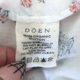 Doen white block-print cotton button-up blouse, size Small, long sleeve — pre-owned, authentic designer piece