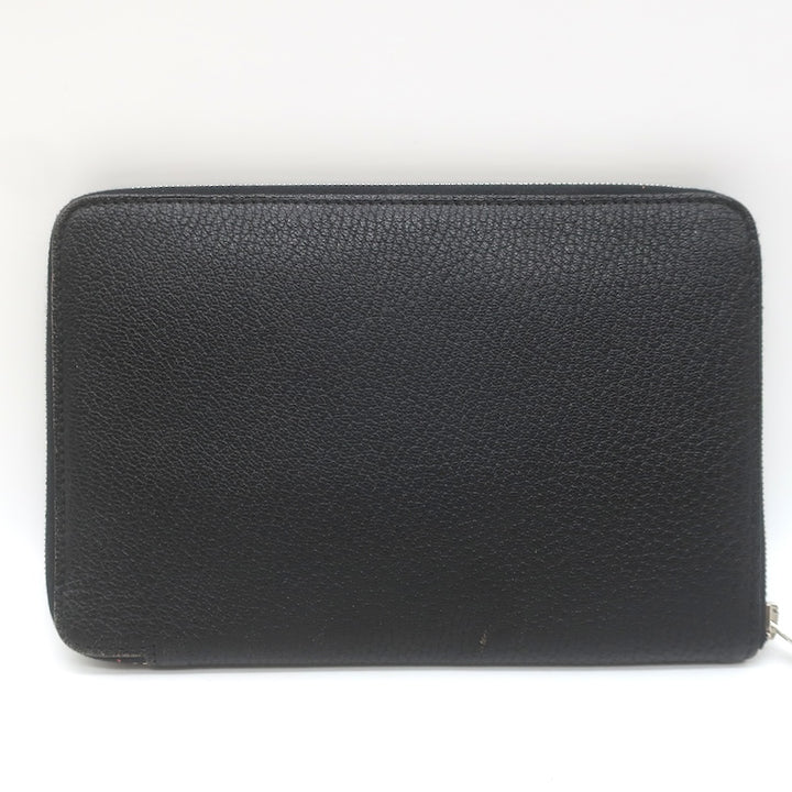Hermes 2008 Azap GM Combined Wallet Black Epsom Leather Palladium Hardware
