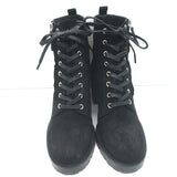 Gianvito Rossi Croft Side-Zip Combat Boots Black Suede Size 39 Lace-Up Booties