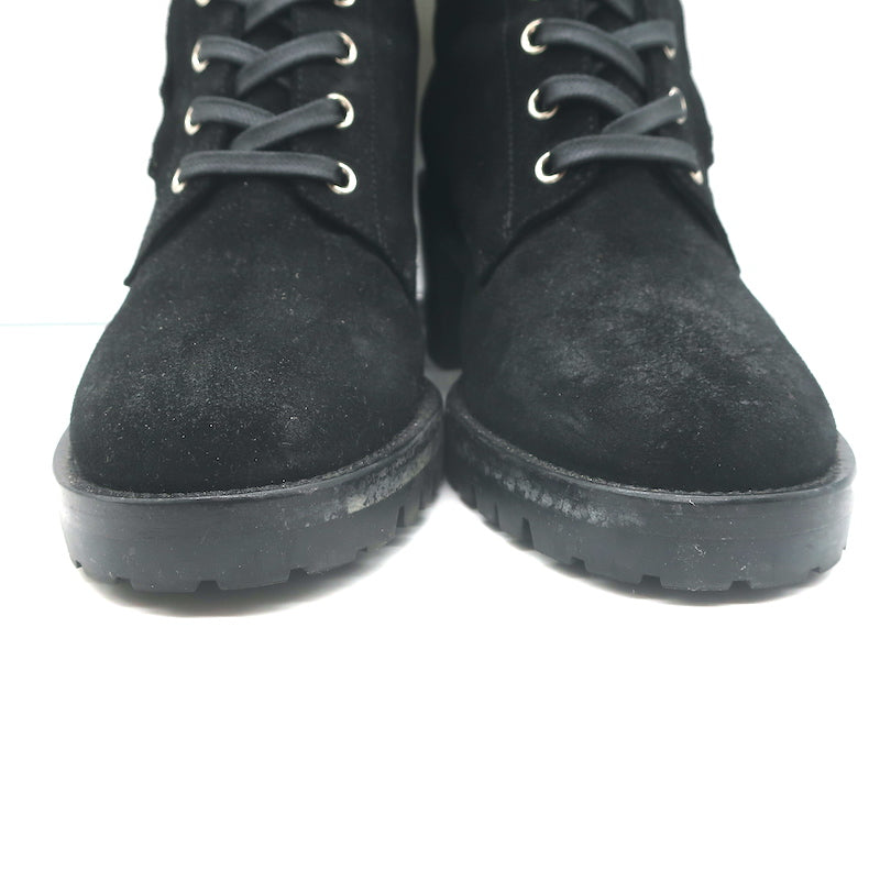 Gianvito Rossi Croft Side-Zip Combat Boots Black Suede Size 39 Lace-Up Booties
