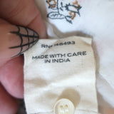 Doen Jane cotton button-up blouse, white block print, long-sleeve, pre-owned designer top with authentic luxury appeal