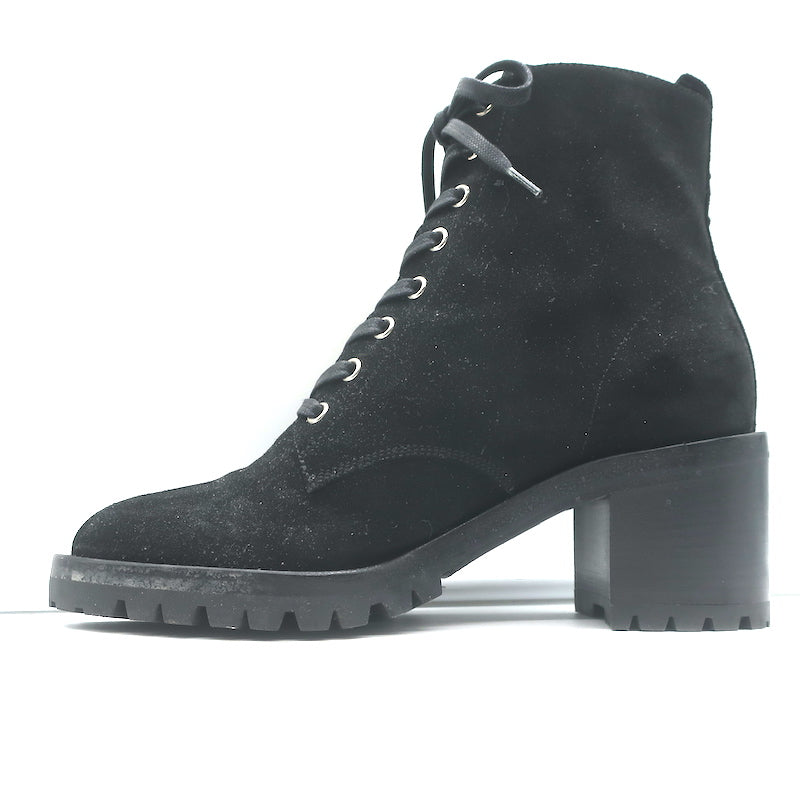Gianvito Rossi Croft Side-Zip Combat Boots Black Suede Size 39 Lace-Up Booties