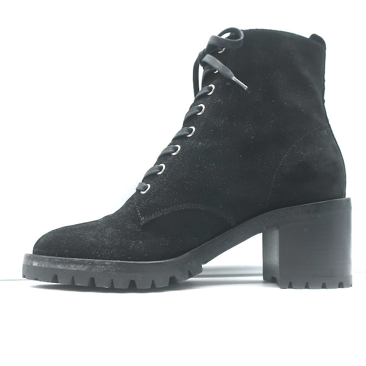 Gianvito Rossi Croft Side-Zip Combat Boots Black Suede Size 39 Lace-Up Booties