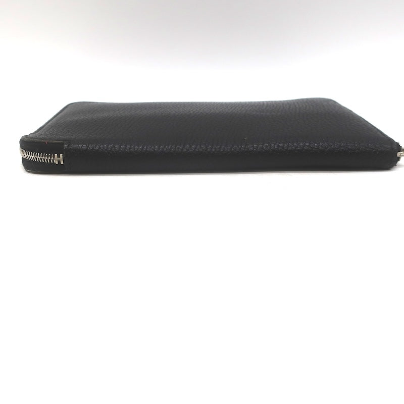 Hermes 2008 Azap GM Combined Wallet Black Epsom Leather Palladium Hardware