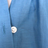 Doen Julienne long-sleeve blouse in Santorini blue cotton-silk, size Small, authentic pre-owned, gently worn.