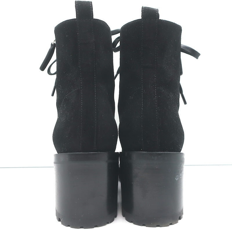 Gianvito Rossi Croft Side-Zip Combat Boots Black Suede Size 39 Lace-Up Booties