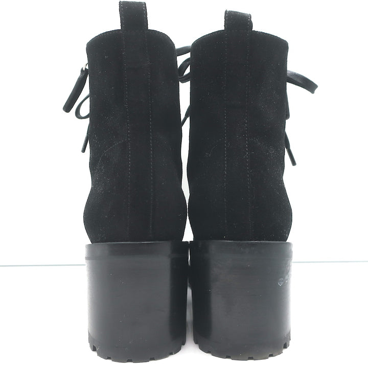 Gianvito Rossi Croft Side-Zip Combat Boots Black Suede Size 39 Lace-Up Booties