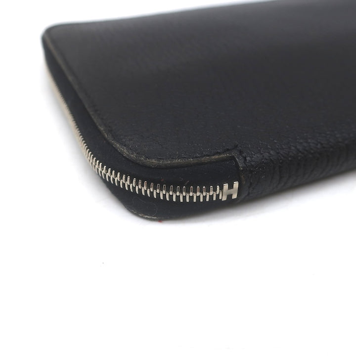 Hermes 2008 Azap GM Combined Wallet Black Epsom Leather Palladium Hardware