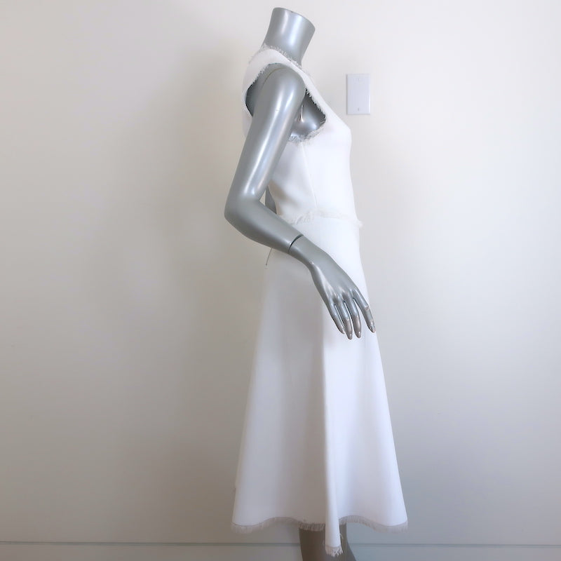 A.L.C. Theresa Sleeveless A-Line Dress White Fringed Knit Size Small