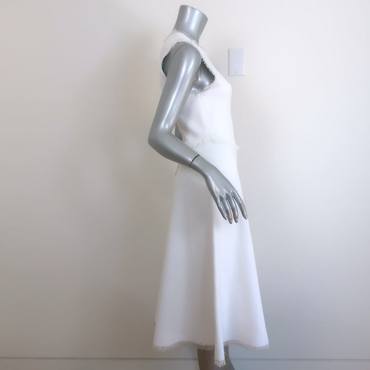 A.L.C. Theresa Sleeveless A-Line Dress White Fringed Knit Size Small