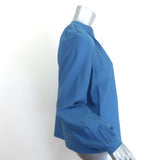 Doen Julienne long-sleeve blouse in Santorini blue cotton-silk, gently pre-owned, authentic designer piece