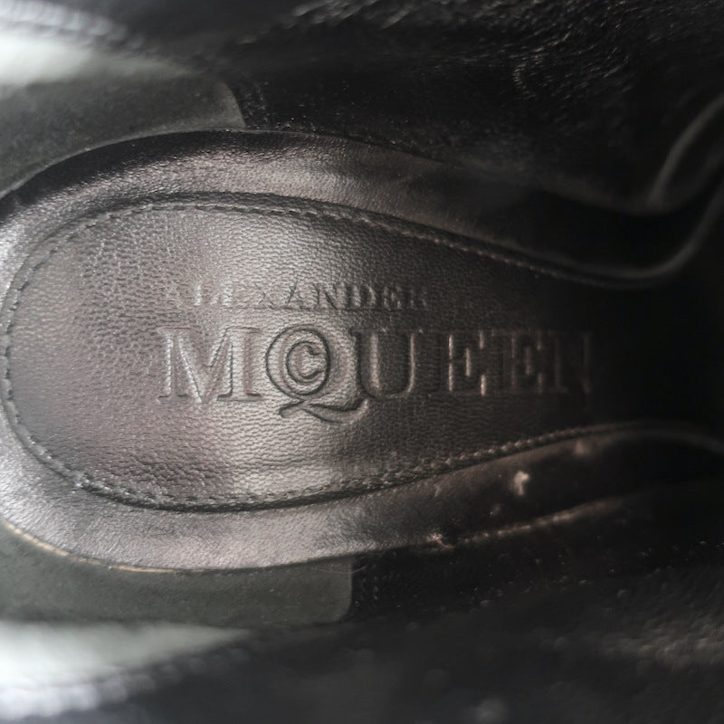 Alexander McQueen Buckled Harness Booties Black Suede &amp; Leather Size 37.5