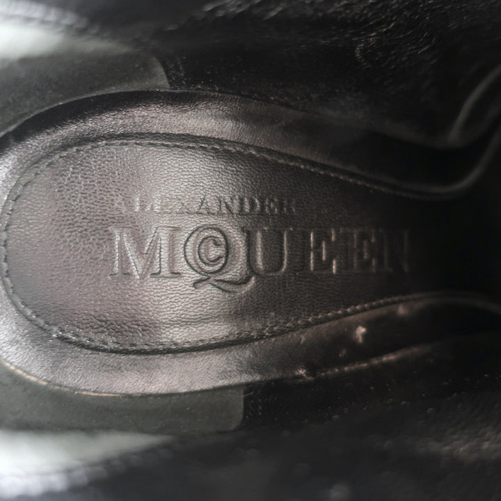 Alexander McQueen Buckled Harness Booties Black Suede &amp; Leather Size 37.5