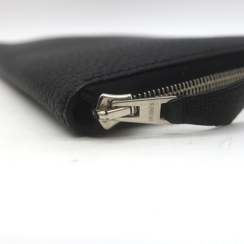 Hermes 2008 Azap GM Combined Wallet Black Epsom Leather Palladium Hardware