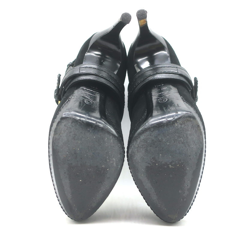 Alexander McQueen Buckled Harness Booties Black Suede &amp; Leather Size 37.5