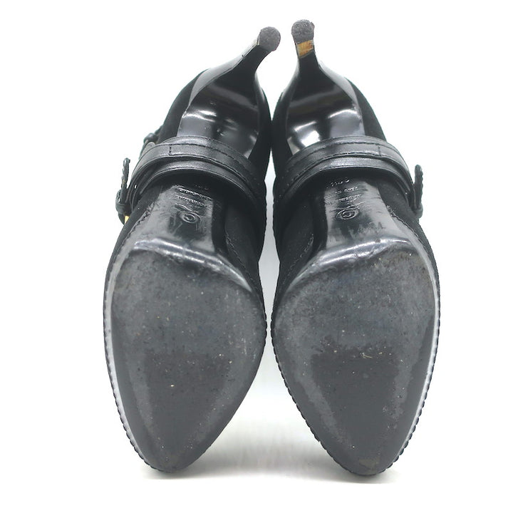 Alexander McQueen Buckled Harness Booties Black Suede &amp; Leather Size 37.5