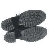 Gianvito Rossi Croft Side-Zip Combat Boots Black Suede Size 39 Lace-Up Booties