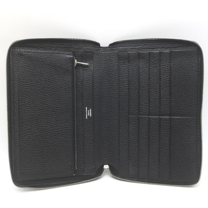 Hermes 2008 Azap GM Combined Wallet Black Epsom Leather Palladium Hardware