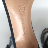 Gianvito Rossi Lola Frayed Denim Ankle Strap Sandals Indigo Size 36